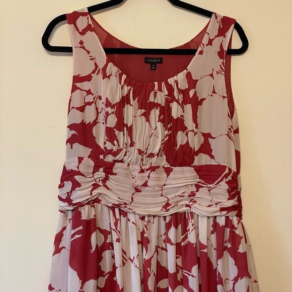 Talbots 14 fit & flare mini dress red white polyester business casual floral - Picture 2 of 7